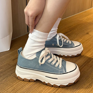 OhBlablaShoes  **NEW** รองเท้าผ้าใบ พื้นหนา5.5ซม.  สี DENIM