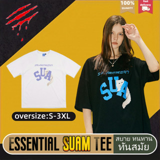 Suamoment เสื้อยืด เสื้อยืดผ้าฝ้ายคอกลม 100% ไซส์ใหญ คู่รัก oversized แมวขาวน่ารัก insเสื้อผ้าผช เสื้อยืดผู้หญิง