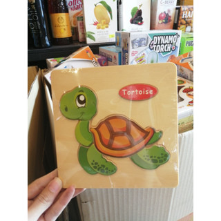 จิ๊กซอว์ไม้คำศัพท์  Tortoise ของเล่นเด็กเสริมพัฒนาการ