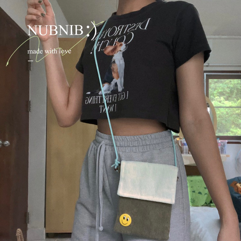 (พร้อมส่ง) กระเป๋าสะพายลูกฟูก  ใส่มือถือได้ทุกรุ่น! ราคา ถูกที่สุด ดีลบีเคเค แกลเลอรีภาพที่ 2