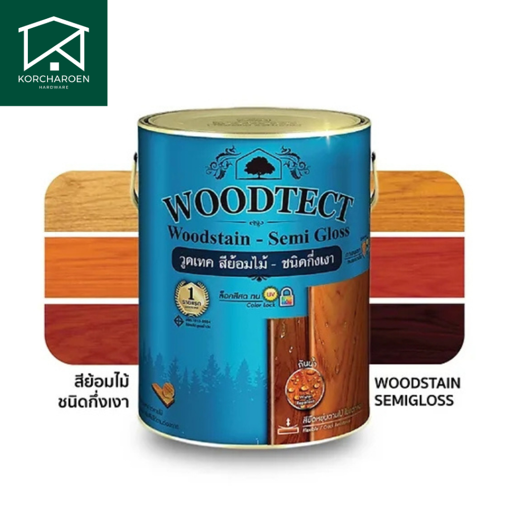 WOODTECT สีย้อมไม้  กึ่งเงา  WS-201 -  WS-205 ขนาด 3.785 ลิตร