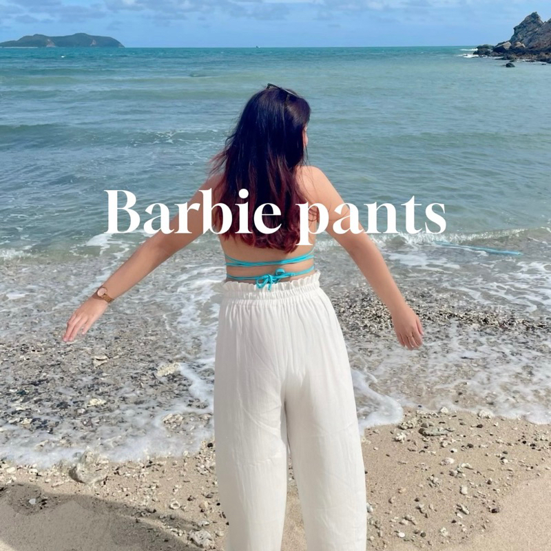 𝗯𝗮𝗿𝗯𝗶𝗲 𝗽𝗮𝗻𝘁𝘀 ♡︎ กางเกงสาวอวบ ปิดพุง เอวสูงแต่งจีบระบาย ♡︎