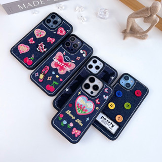 พร้อมส่งในไทย🦋🌷สำหรับ iPhone case เคสไอโฟน เคสยีนส์ hello tulip เคสผ้า IX-13Pro,13Promax,14,14Pro,14Promax,14plus