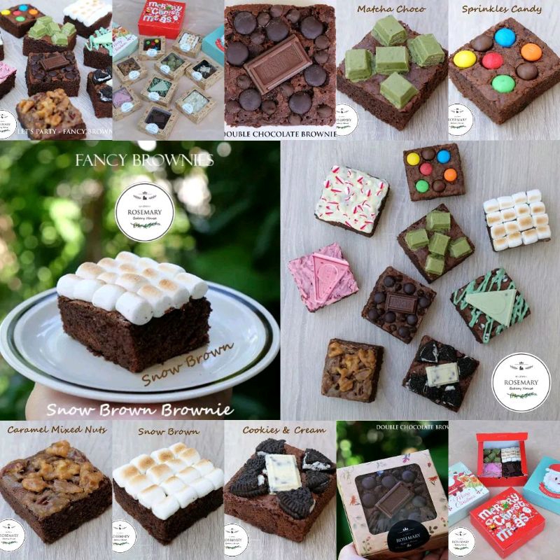 [กล่องละ4ชิ้น]🎅🎄ปาร์ตี้บราวนี่ส์แฟนซี ชิ้นใหญ่ (7x7cm.)⭐️FANCY BROWNIES 🎅🎄- บรรจุบราวนี่ชิ้นต่อชิ้น*ขั้นต่ำ 4 ชิ้น