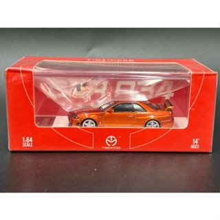 TimeMicro 1:64  NISSAN GTR34 Orange + figure เปิดฝากระโปรงได้มีห้องเครื่องยนต์