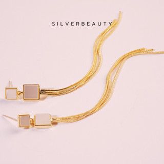 โค้ด SILV45  ลด45.-  Silver beautyต่างหูสี่เหลี่ยมสามย้อยE00705