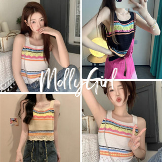 Mollygirl เสื้อสายเดี่ยวไหมพรม งานถัก มาใหม่ พร้อมส่ง 94177#