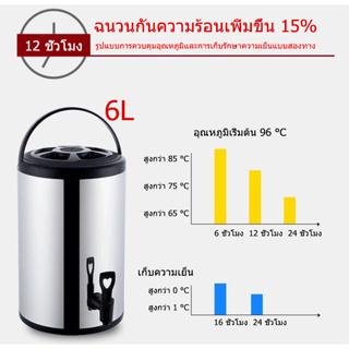 ⚡️ส่งด่วน⚡️ ถังชา ถังแสตนเลส ถังเก็บความร้อน 6ลิตร เก็บความร้อนนาน 24 ชั่วโมง