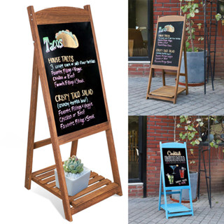 A-board Pavement ป้ายโฆษณาเมนู Sandwich Frame Chalkboard กลางแจ้ง กระดานดำแม่เหล็ก บอร์ดการเขียนข้อความ Blackboard