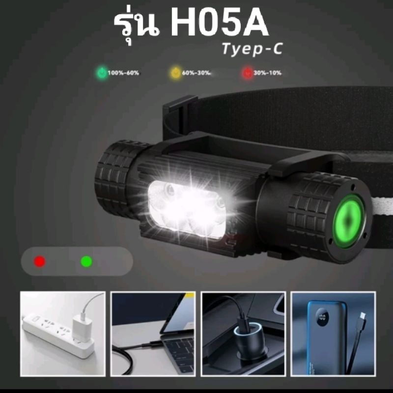 ไฟฉายคาดหัว H35A (H05A )2000LM แสงกว้าง