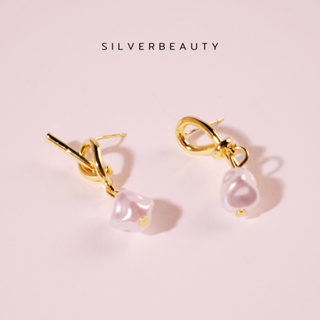 โค้ด SILV45 ลด45.-  Silver beautyต่างหูมุกขาวห่วงย้อยE05903