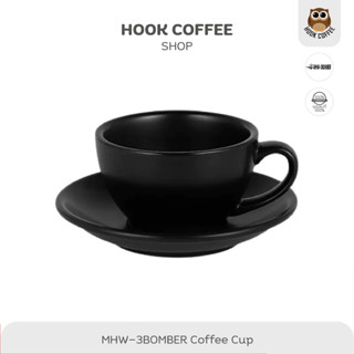 MHW-3BOMBER Latte Cup - ถ้วยแก้วกาแฟเซรามิคพร้อมจานรอง/แก้วลาเต้ ขนาด 280 ml