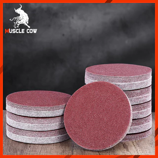 MUSCLE COW กระดาษทรายกลม 4 นิ้ว กระดาษทราย กลม หลังสักหลาด (แพคละ100แผ่น)ใบขัดกระดาษทราย 4 นิ้ว ขัดไม้ ขัดเหล็ก ขัดโลหะ
