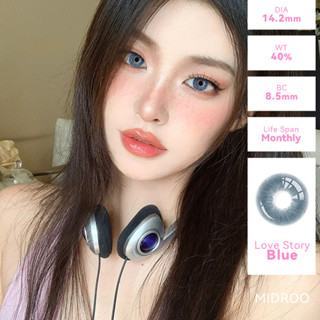 Midroo【COD】ค่าสายตาสั้น คอนแทคเลนส์บิ๊กอายคอนเทคเลนส์สี Blue รายเดือ 14.2mm 1คู่