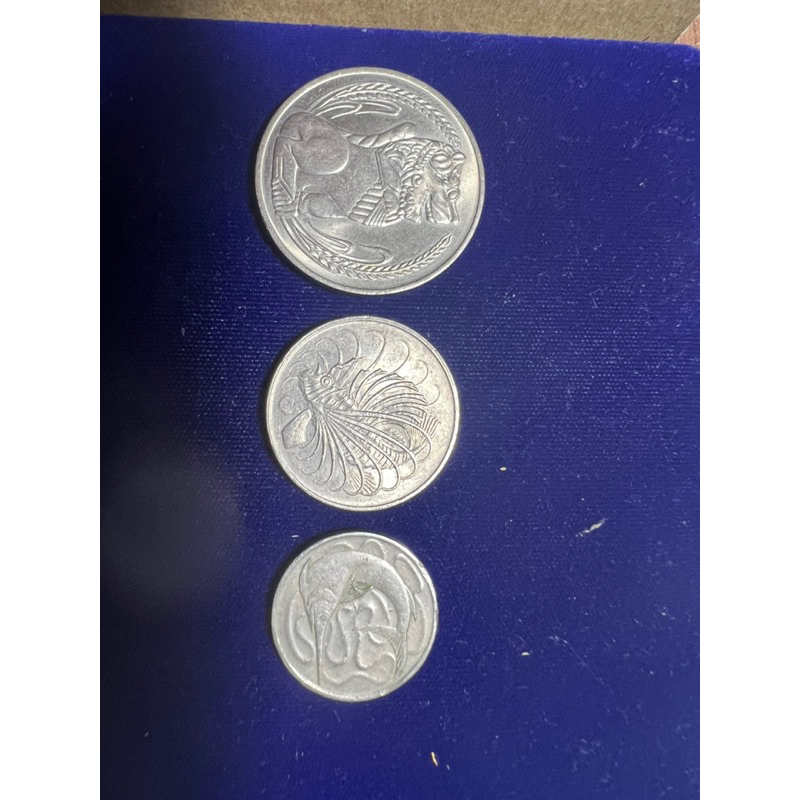 เหรียญสิงคโปร์ หายาก 1$ 50,20 cents 1968 singapore
