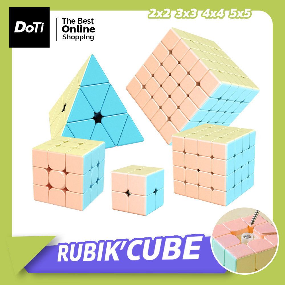 รูบิค แบบเคลือบสี หมุนลื่น 2X2 3x3 4x4 5x5 รูบิก สีพาสเทล Rubik's Cube ของเล่นฝึกสมอง แถมสูตรการเล่น