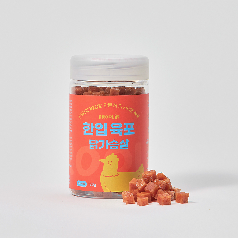 DROOLiN BITE JERKY CHICKEN BREAST ขนมสุนัขแคลอรี่ต่ำให้ได้วันละมากสุดถึง 40+ ชิ้น!