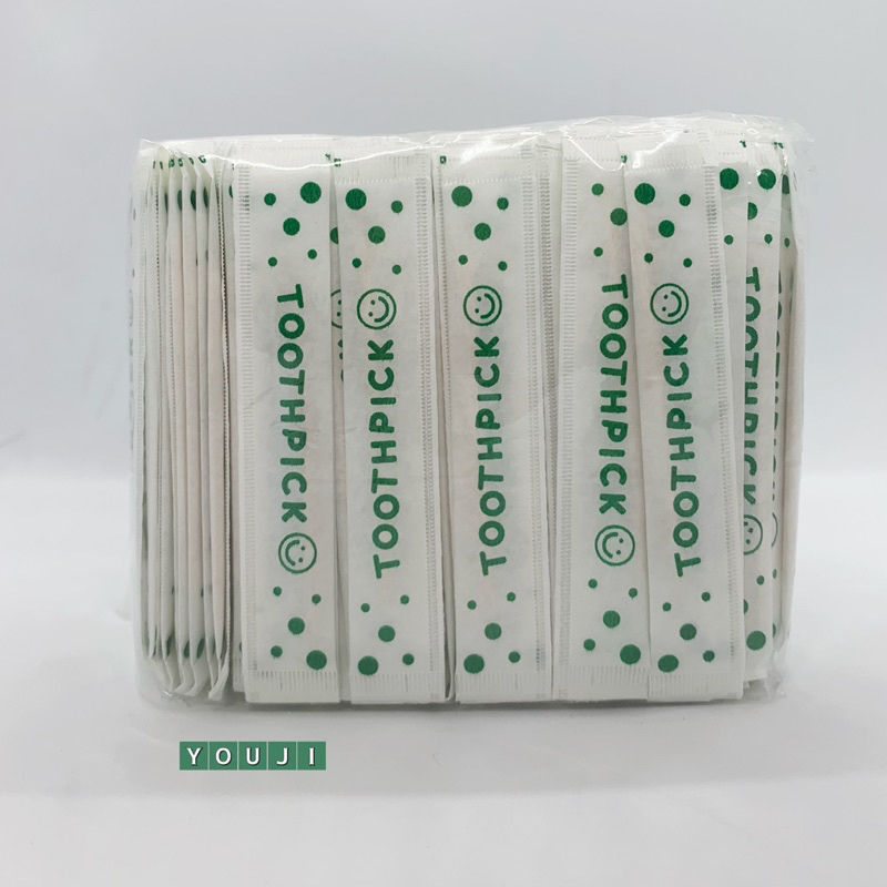 ไม้จิ้มฟันซอง 2 ปลาย แบบแพ็ค 500 ชิ้น (ยิ้ม)/ Double ended toothpick 500 pcs