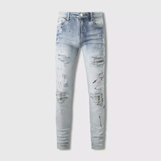 AMIRI ripped patch jeans patch stretch slim skinny jeans