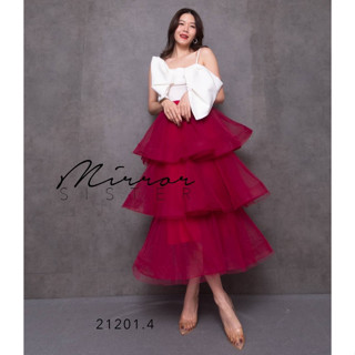 🔖ป้าย MirrorSister 21201.4 กระโปรงบาน ระบาย3ชั้น น่ารักมากๆ CHRiSMaS EvE TuTu SKiRT สวย กระโปรง ชุดออกงาน ออกงาน งานแต่ง