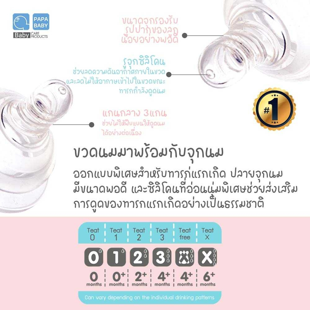 PAPA BABY رضاعة واسعة الفوهة مضادة للهواء 6-10 أونصة — صورة 4