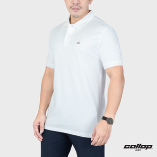 GALLOP : Mens Wear PIQUE POLO SHIRTS เสื้อโปโล ผ้าปิเก้ สีพื้น รุ่น GP9063 สี Super White - ขาว