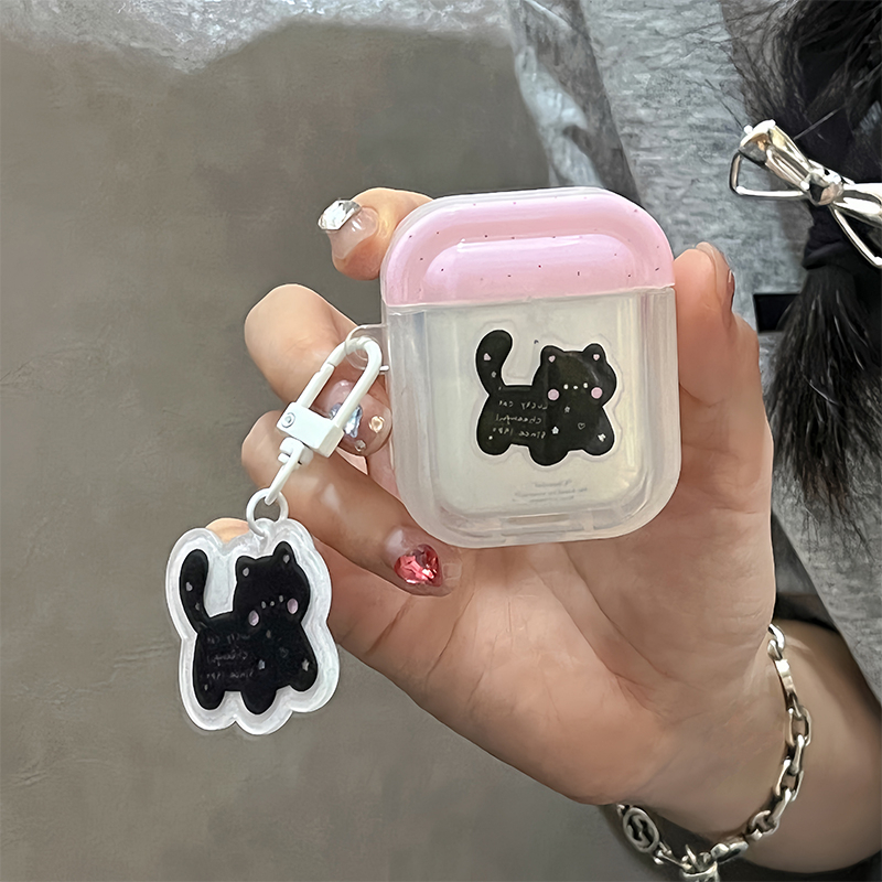เคสแอร์พอด 3 Case Airpods 3 pro2 case การ์ตูน น่ารัก ลูกแมวสีดำ พร้อมจี้ Case Airpod 3 pro2 case เคส