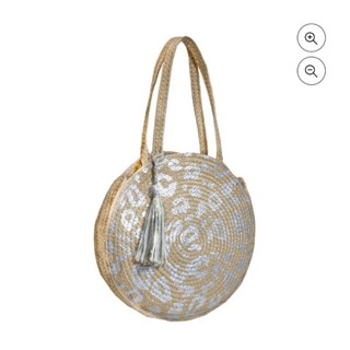 Magid Womens Metallic Leopard Print Beach Bag With Tassel