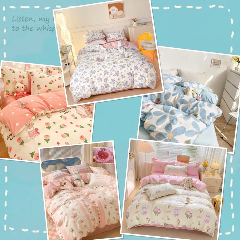 ชุดผ้าปูที่นอน พร้อมผ้านวม (1ชุดมี6ชิ้น)ลายกระต่าย