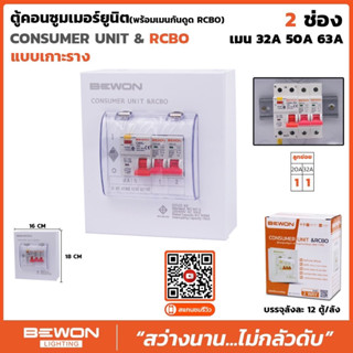 ตู้ควบคุมไฟฟ้าภายในอาคารConsumer-Unitขนาด2ช่องเมน32A