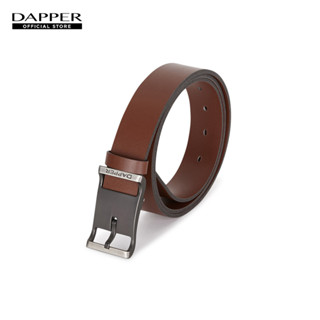 DAPPER เข็มขัดผู้ชาย หนังแท้ Center Bar Pin Buckle Belt สีน้ำตาลแทน (BBCT1/271PN)