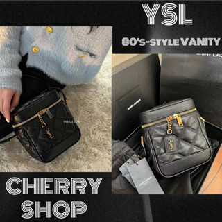 🍒Saint Laurent 80s-style VANITY bag in square quilted grained embossed leather YSLผู้หญิง/กระเป๋าสะพาย