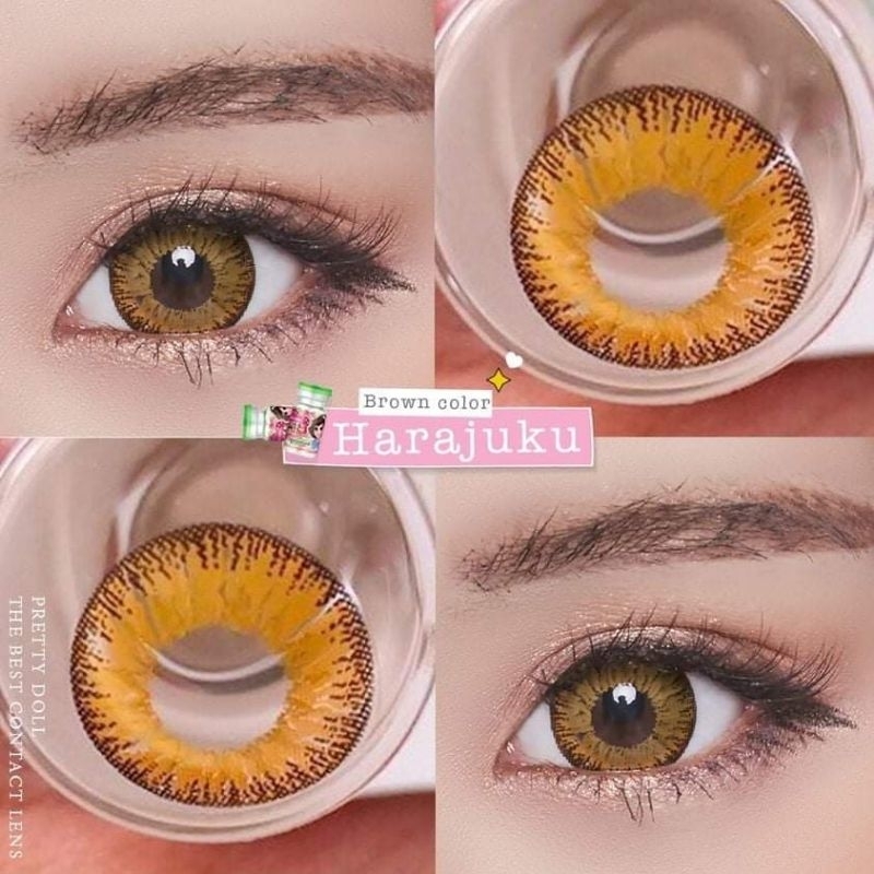คอนแทคเลนส์ มี อย.ไทย รุ่น Harajuku/Arum สีเทา/ตาล/ชมพู Gray/Brown/Pink มีค่าสายตาปกติ (0.00) เปลี่ยนแทนทุกเดือน