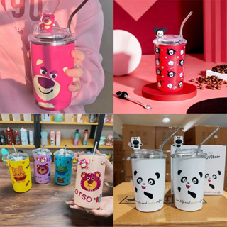 April Disney ดิสนีย์ Lotso 450ml แก้วน้ำสแตนเลส แก้วหมีสตอเบอรี่ รูปหมีสตรอเบอร์รี่น่ารัก