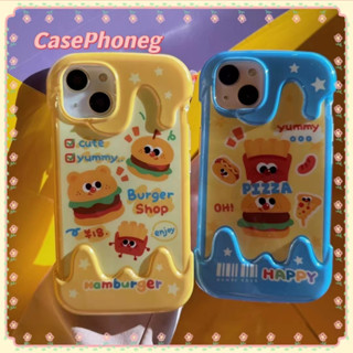 🍑CasePhoneg🍑ป้องกันการหล่น ขอบเต็ม 11 14 pro max แฮมเบอร์เกอร์ ความคิดสร้างสรรค์ รุ่นคู่ case for iPhone 12 13