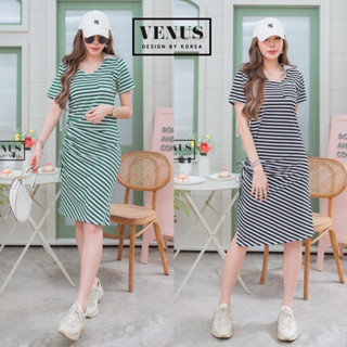 🌈🌿🌼🌸🌺💚🤎🇰🇷 Cotton Stripe Twist Dress