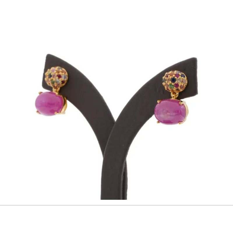 LUx JEWELRY ต่างหูเงินทับทิมแท้