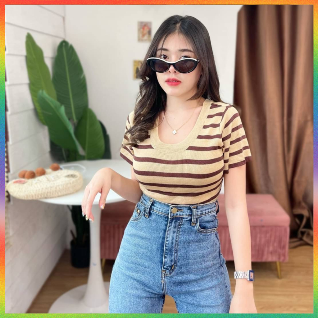 🌈 MesubShop 🌈 มาแล้วๆ เสื้อครอปแฟชั่น งานตามกระแสของวงการตลาดแฟชั่น  ทรงคอกลมแขนสั้น รุ่น ลอยฟ้า