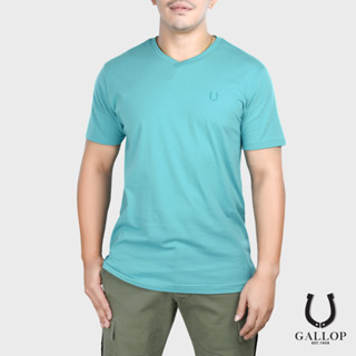 GALLOP : เสื้อยืดคอวีแขนสั้น  BASIC -T-SHIRT (V-necked) รุ่น GN9007 สีฟ้า