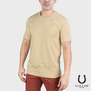 GALLOP : เสื้อยืดคอวีแขนสั้น  BASIC -T-SHIRT (V-necked) รุ่น GN9007 สีเบจ