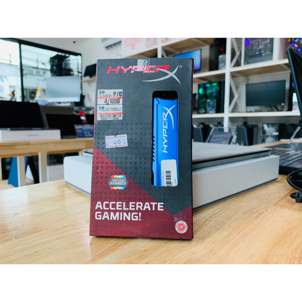 แรมพีซี HYPERX HX316C10F/4GB 1600 DDR3 1600MHz RAM (หน่วยความจำ) KINGSTON HyperX FURY (BLUE)