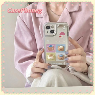 🍑CasePhoneg🍑พื้นผิวกระจก หมีน้อย สาวน่ารักหัวใจ เรียบง่าย 11 14 pro max ป้องกันการหล่น ขอบเต็ม case for iPhone 12 13