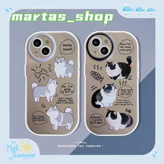 ❤️ส่งของขวัญ❤️ เคสไอโฟน 11 12 13 14 Pro Max สไตล์คู่รัก ฤดูร้อน การ์ตูน แมว ลูกสุนัข Case for iPhone สาวน่ารักหัวใจ