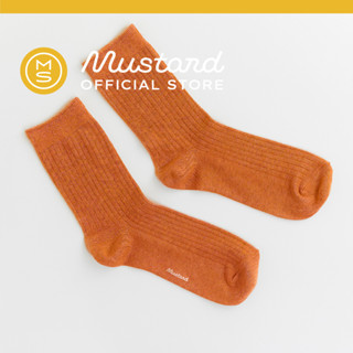 Premium Ribbed Crew Socks - Carrot ถุงเท้า