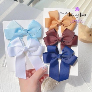 กิ๊บติดผมแต่งโบว์ สีพื้น เครื่องประดับสำหรับเด็ก จำนวน 1 ชิ้น