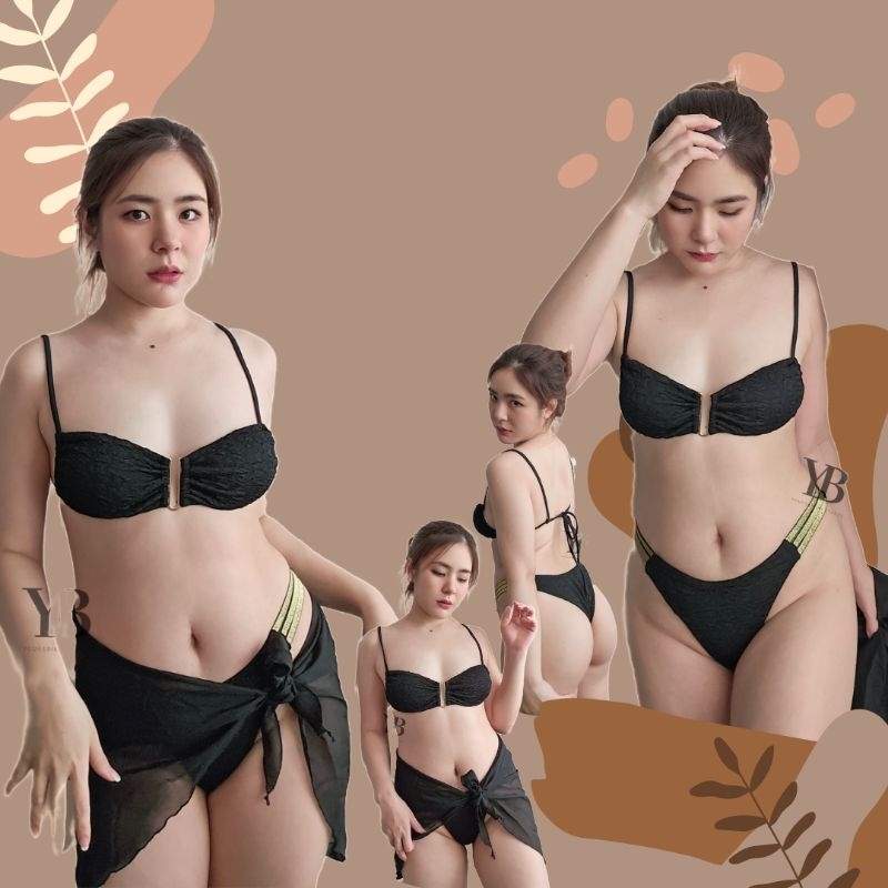 YOURS​ BIKINI #BK1581 ชุดว่ายน้ำทูพีช​ เซตชุดว่ายน้ำทูพีชพร้อมผ้าผูก