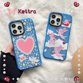 💜Kettra💜รูปหัวใจ นางฟ้า หมีน้อย สีฟ้า รุ่นคู่ 11 14 pro max ขอบเต็ม ป้องกันการหล่น หวานสวย case for iPhone 12 13