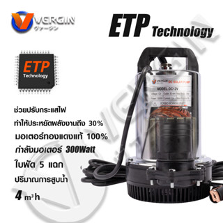 ปั๊มน้ำ ไดโว่ ปั๊มแช่ ปั๊มน้ำแบตเตอรี่ VERGIN DC12V 300W สายไฟยาวพิเศษ พร้อมหัวปลั๊ก