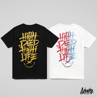 จัดส่งฟรี เสื้อยืดลาย แนวสตรีท รุ่น Get High ขาว ดำ ( ลิขสิทธิ์แท้ ) แขนสั้น เสื้อยืดชาย หญิง  เสื้อยืดคอกลมแขนสั้น