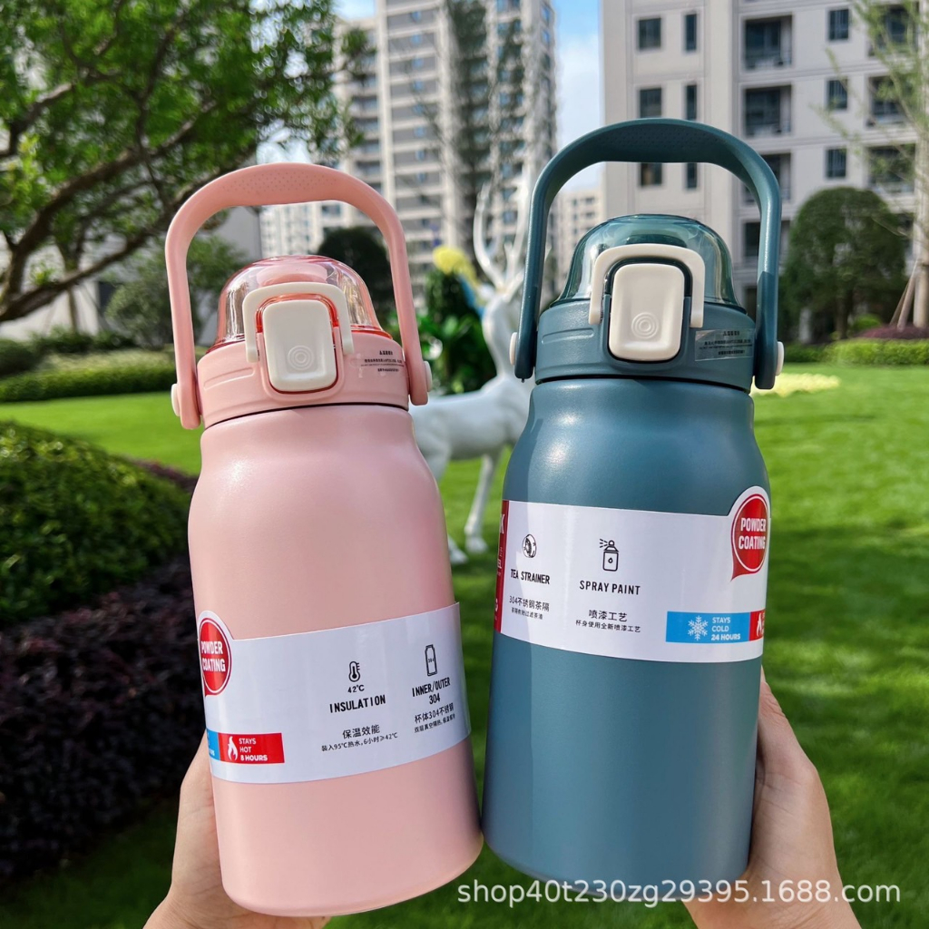 แก้วเก็บความเย็น กระบอกน้ำเก็บเย็น 0.9-1.3-1.7ลิตร กระติกเก็บความเย็น พร้อมหลอด กระบอกเก็บน้ําร้อน